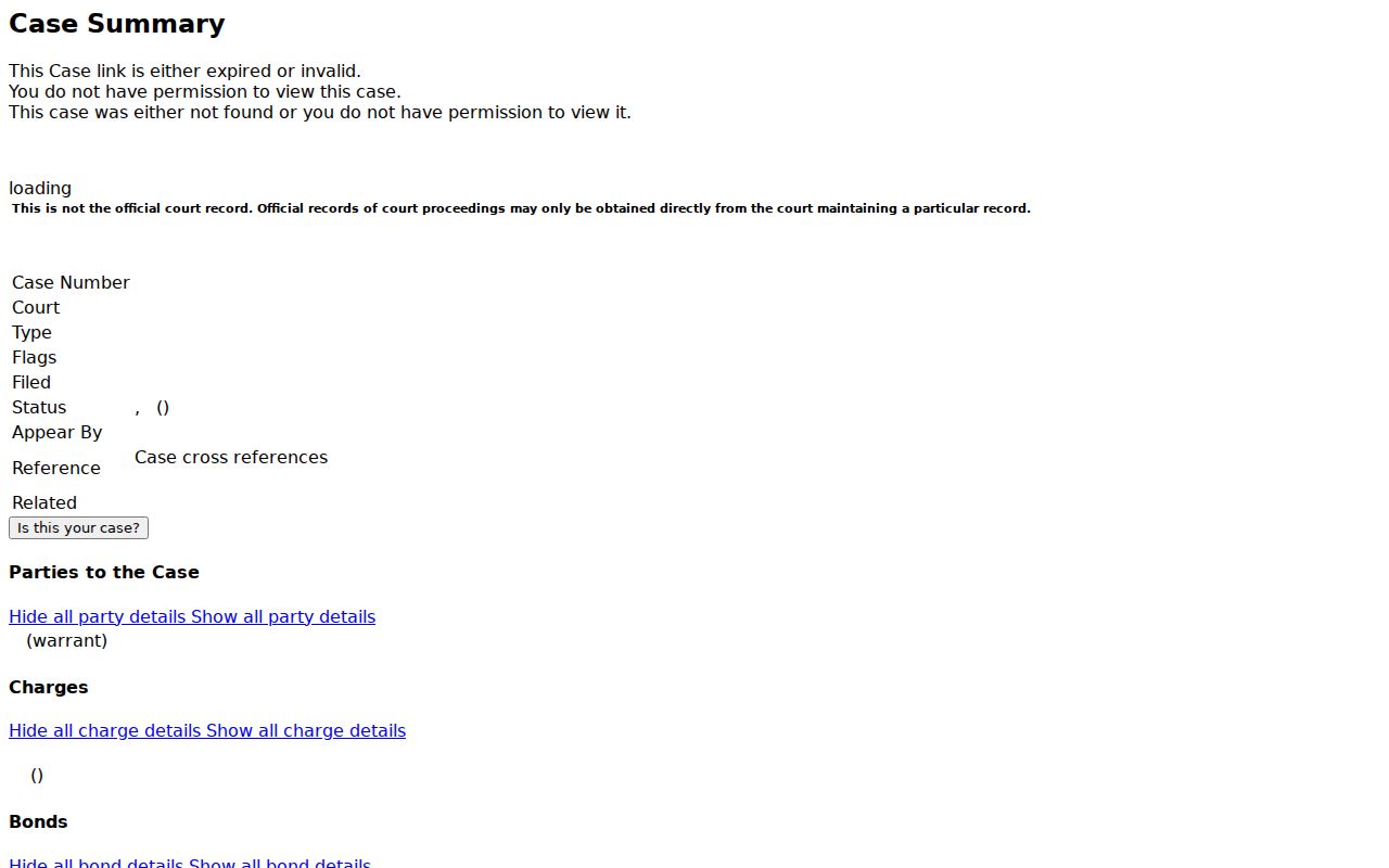 Warrick County case lookup Chronological Case Summary fields