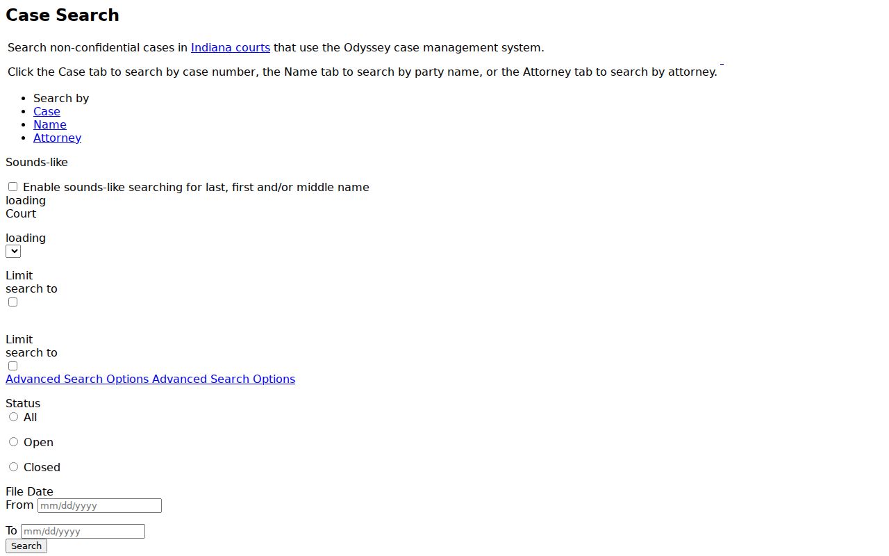 Warrick County case lookup fields in MyCase