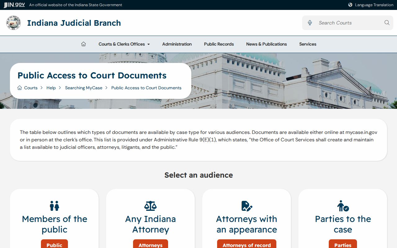 Warrick County case record document access rules