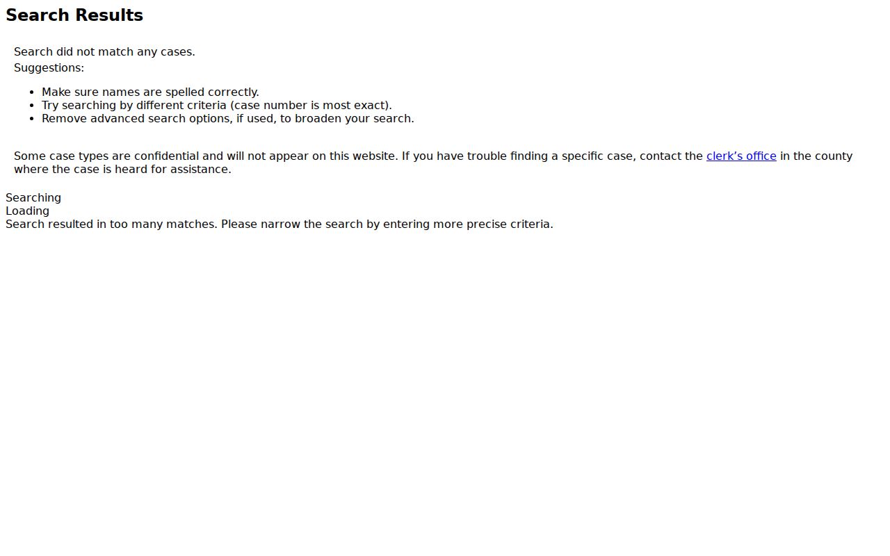 Warrick County case search result controls