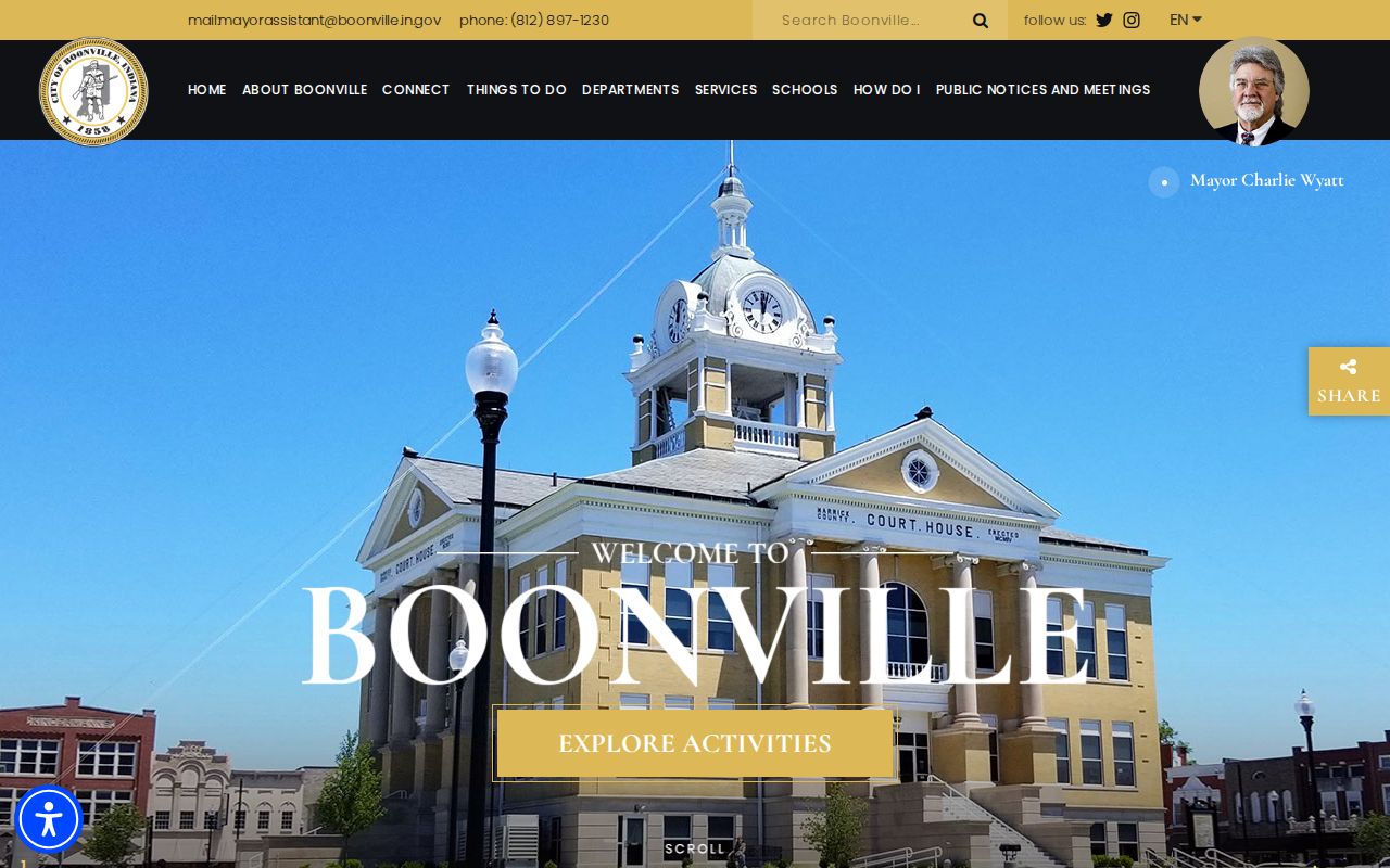 Boonville official city website and City Hall navigation