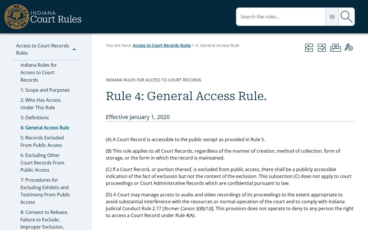 Warrick County court records public access rule