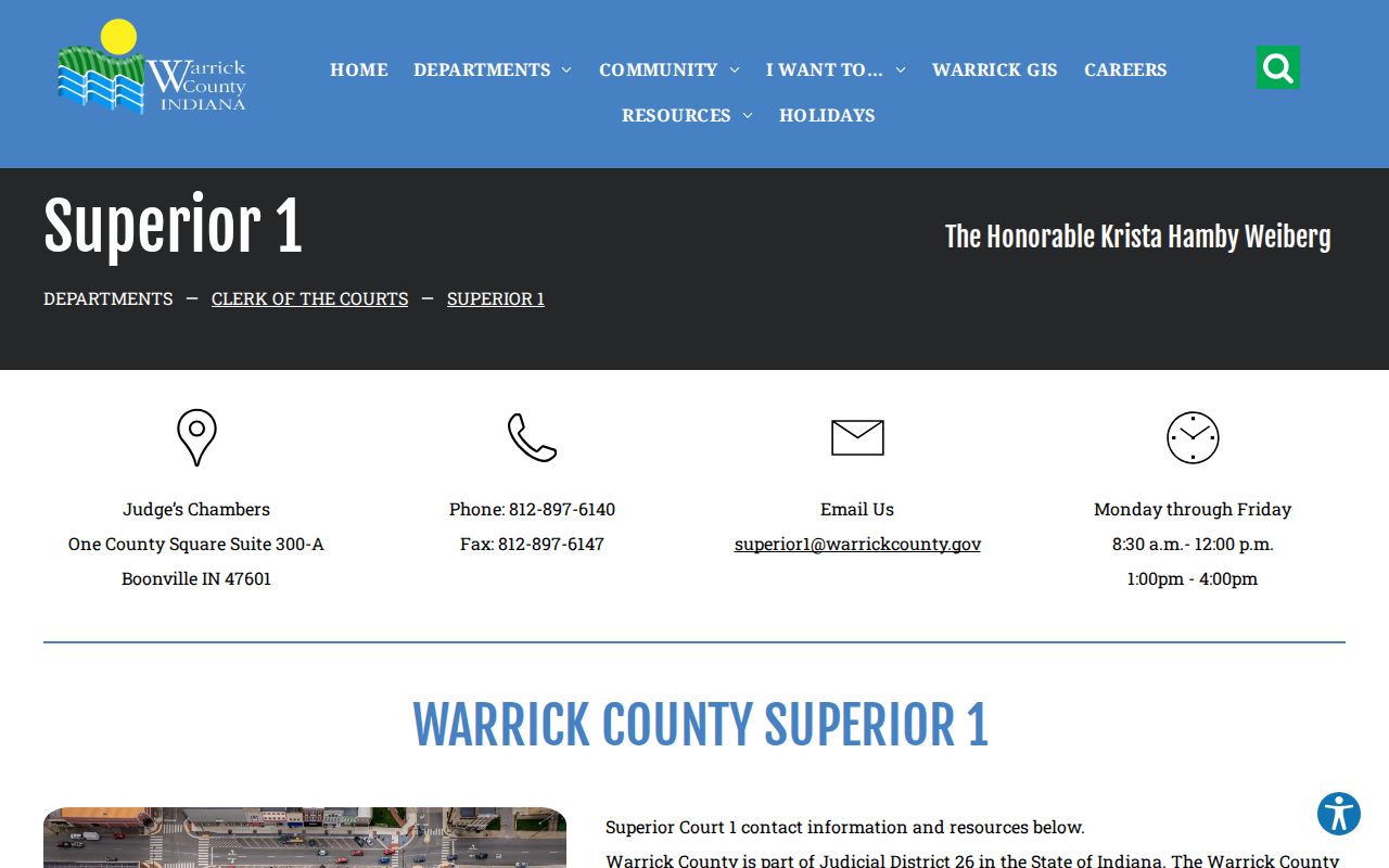 Warrick County Superior Court 1 docket divisions