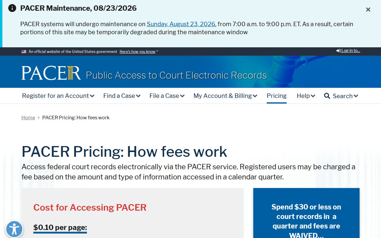 Federal PACER fees contrasted with Warrick County traffic court access